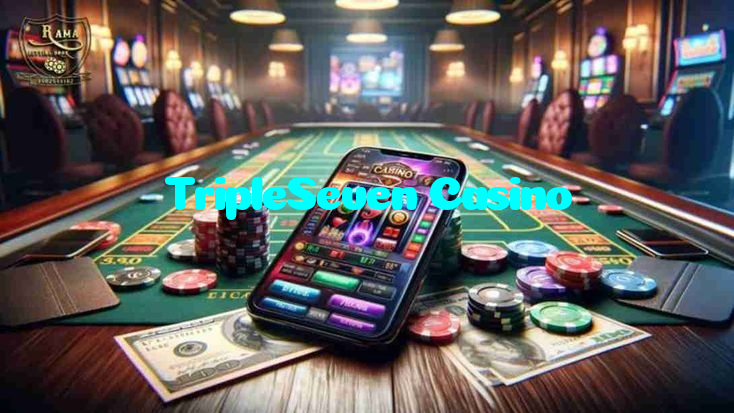 TripleSeven Casino casino presented on mobile device in Pakistan with slots and live games
